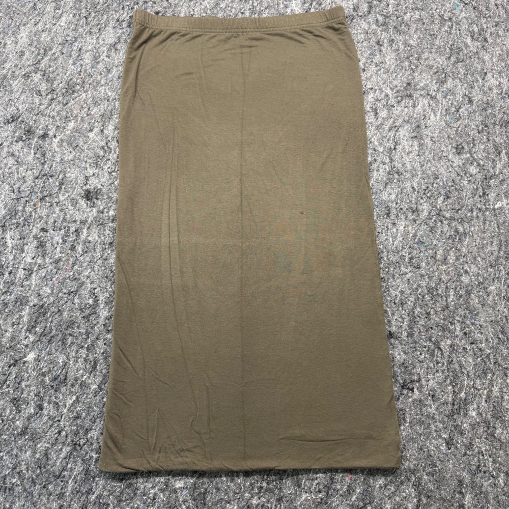 Leith Olive Green Maxi‎ Skirt Size Large Elastic Waist Rayon Blend Stretch
